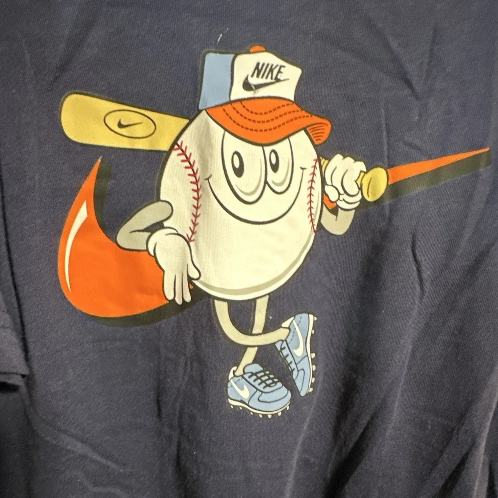 Nike The Nike Tee Blue Baseball Graphic Print Crew Neck T-Shirt Teens L (7) NWOT